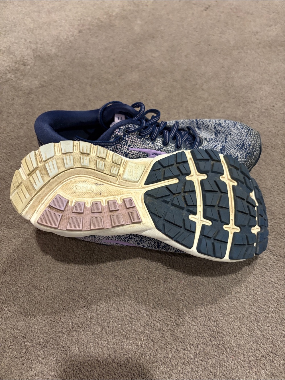 Brooks Women's Navy and Lavender Knit Running Sneakers - Picture 2 of 3